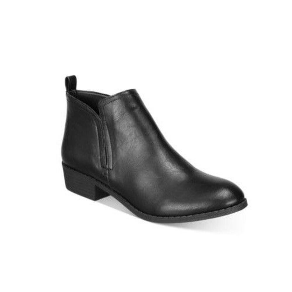 Sun Stone Womens 6.5 M Black Faux Leather Cadee Ankle Booties NIB ST0